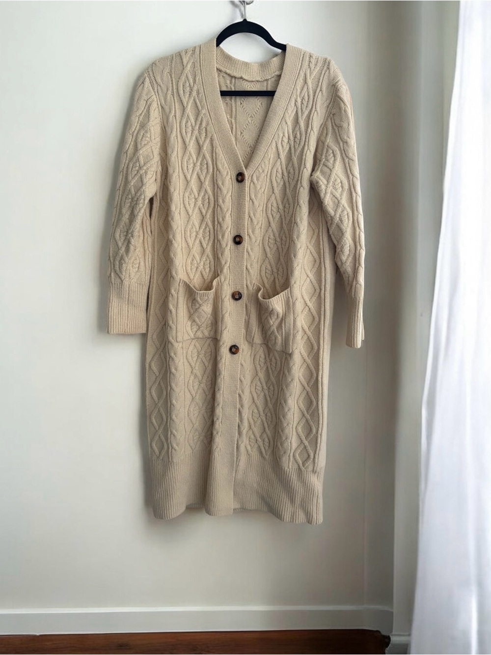 Long Duster Cable Knit Sweater Cardigan